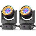 Yiflamefly 2Pcs 220W Zoom Wash Moving Head Light With Light Strip 19X8W LED RGBW Stage Light For Disco Bar KTV Wedding Party TAVEN System LLC