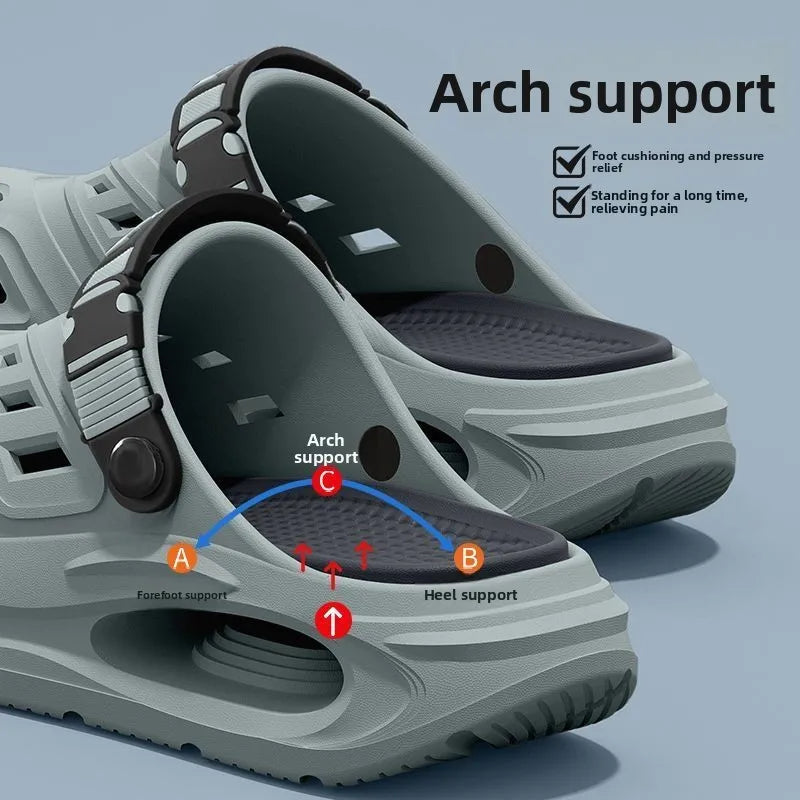 Arch support, anti slip, soft sole, wear-resistant cool slippers for wearing, thick sole breathable odor proof summer hole shoes TAVEN System LLC