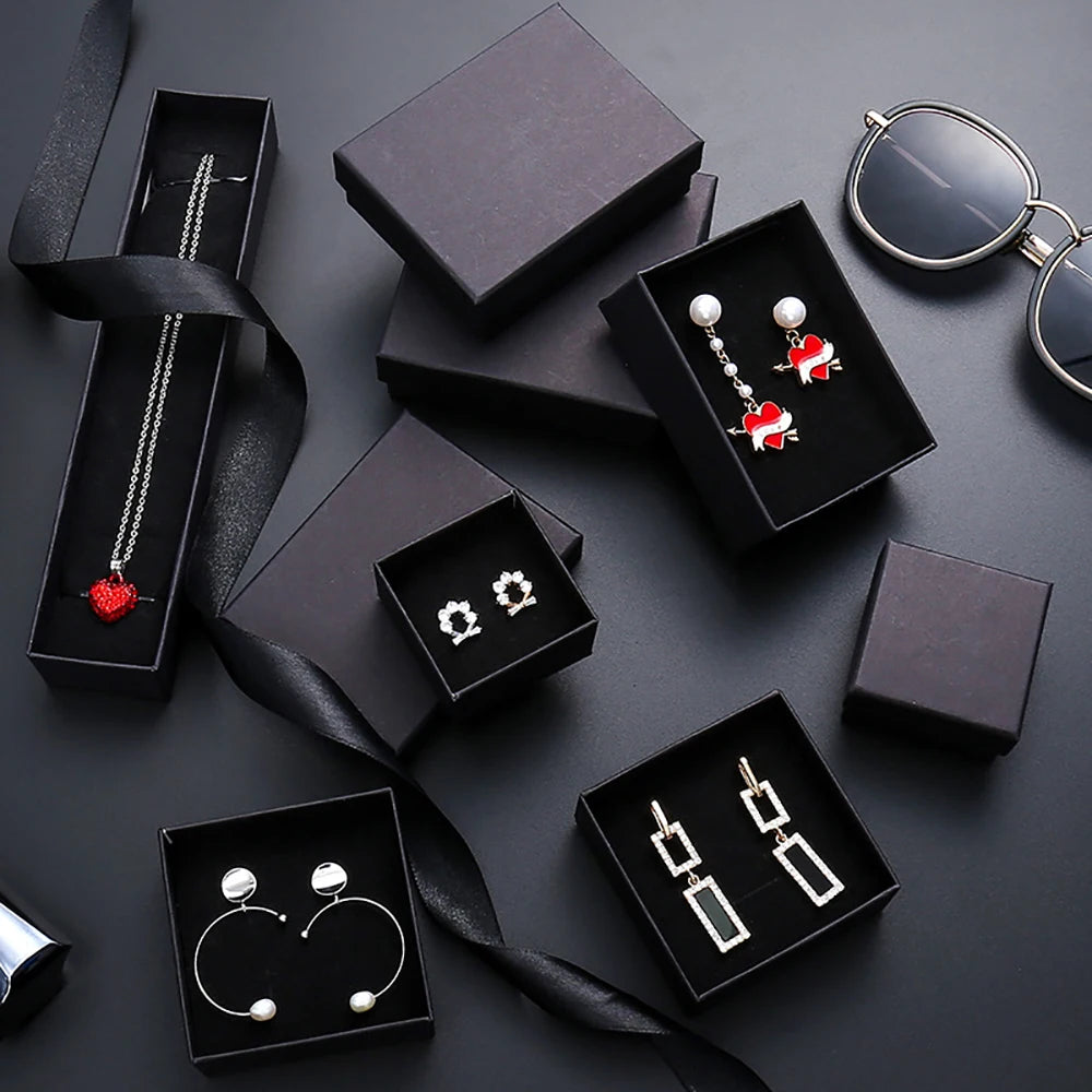 12pcs/ lot Simple Box Earnail Rings Earrings Bracelet Necklace Gray Black Paper Jewellry Display Case Jewelry Organizer Boxes TAVEN System LLC