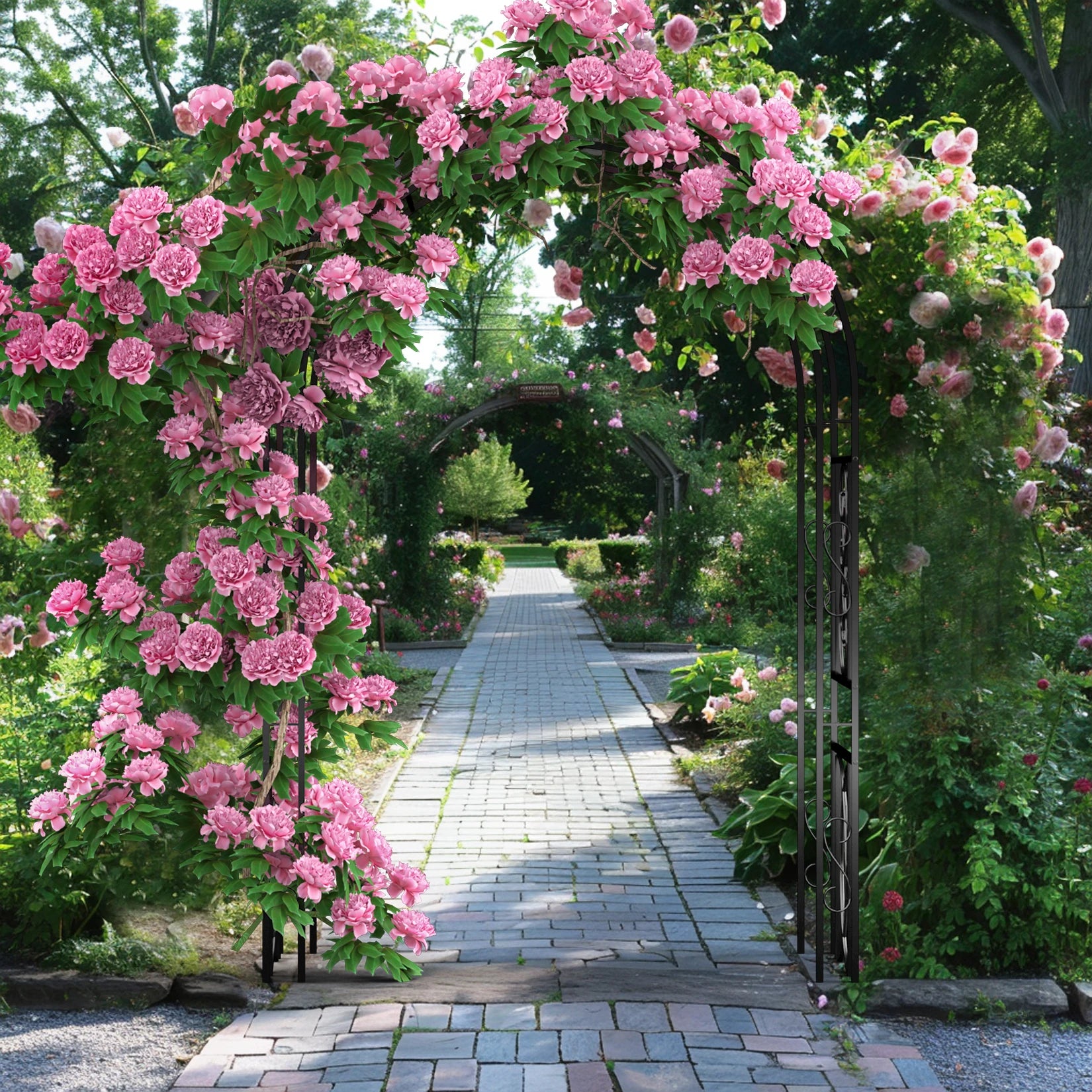 Heavy duty metal garden arbor arch trellis for climbing plants