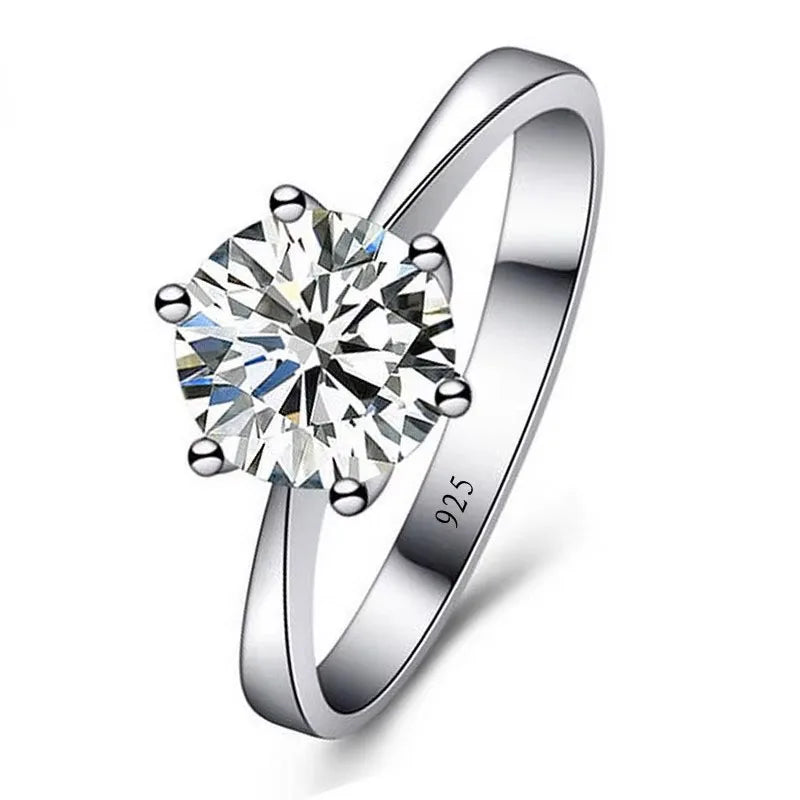 Fine Wedding Rings for Men Women Gift S925 Sterling Silver Color Austrian Crystal Engagement Proposal Ring Jewelry Bague Femme - TAVEN System LLC