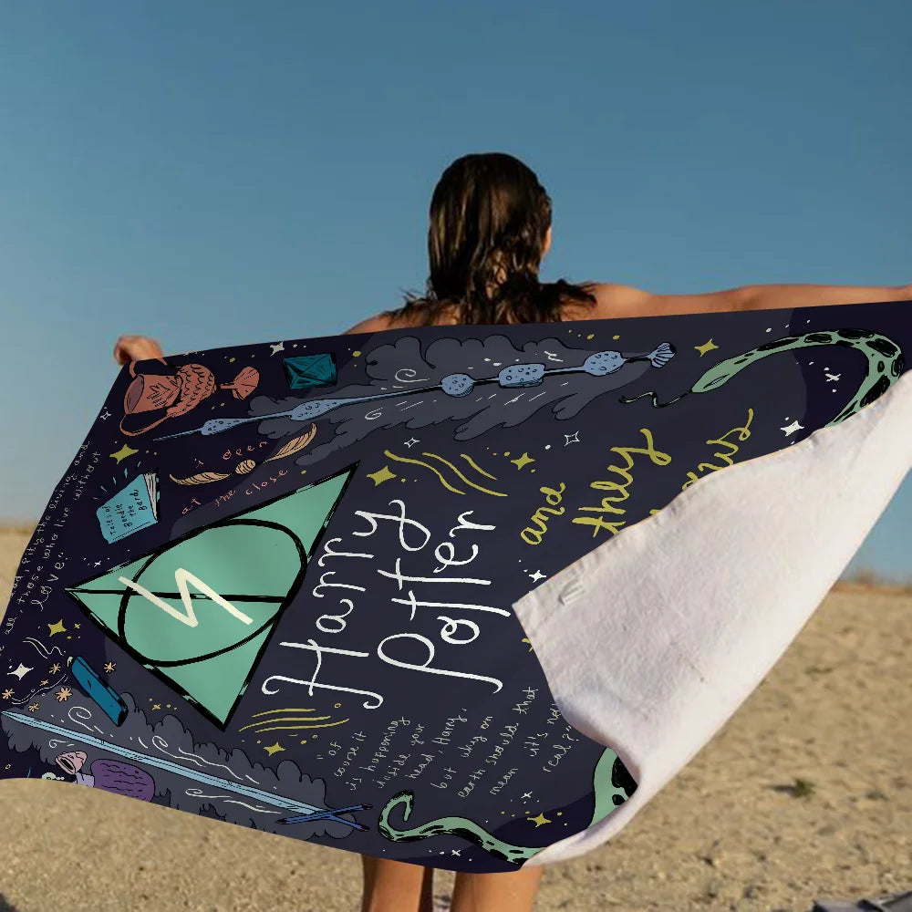 Boys-potter-Harries Logo Beach Towel Cartoon Cute Summer Large Bath Pool Beach Towel Microfiber Absorbent for Swimming Travel TAVEN System LLC