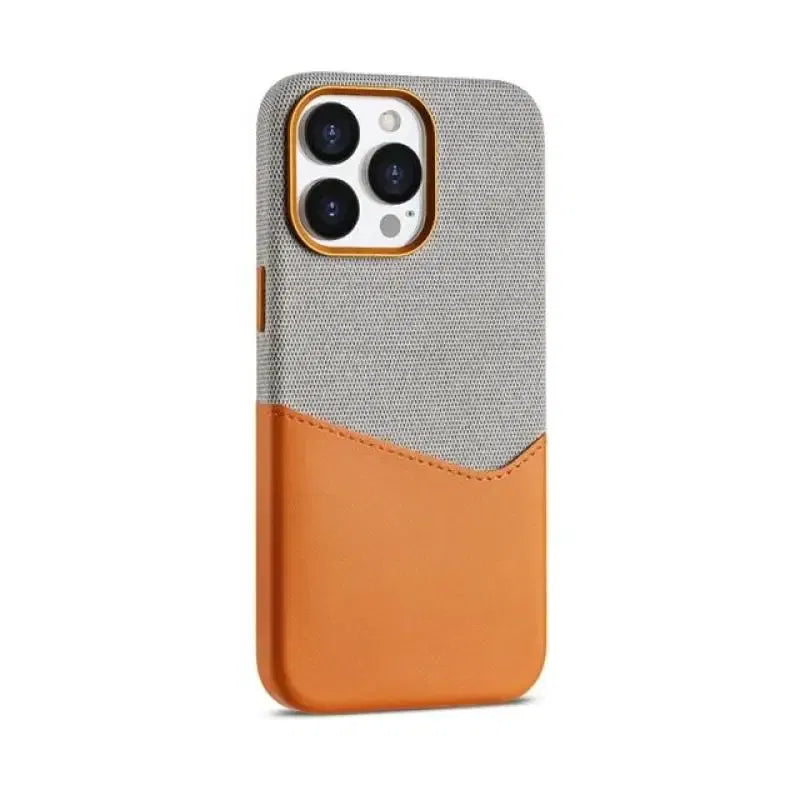 Color: Orange, Material: Silicon - Card Holder MagSafe Leather Phone Case For iPhone 15 14Pro Max 13 14 Pro 12 Pocket Wireless Charging Alloy Lens Hit Color Cover Tim Cook