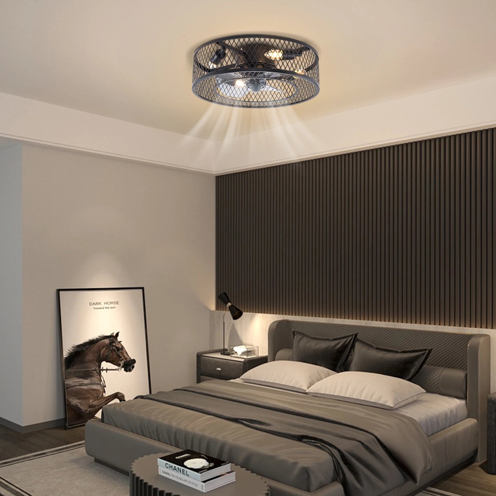 18 Inch Fan Pendant Light Black - Without Light Source E27 * 4 for Living Rooms, Restaurants, Bedrooms Foyers, Farmhouses, Bars TAVEN System LLC