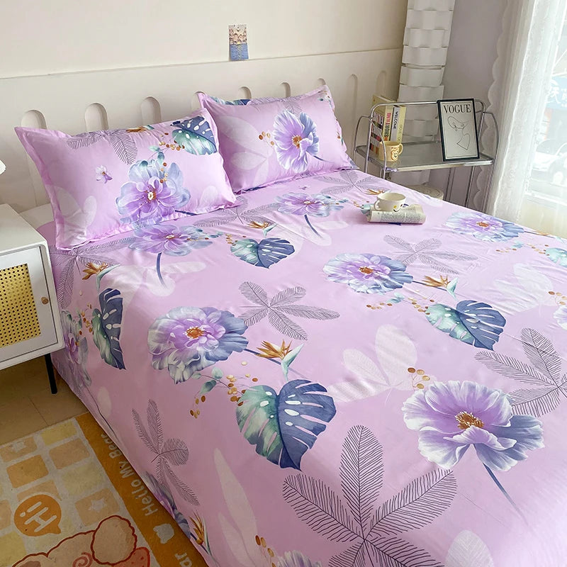 1pc Bed Sheet Flower Printed Top Sheets Single/Queen/King Bedsheet for Double Beds Floral Flat Bed Sheet(without pillowcase) TAVEN System LLC