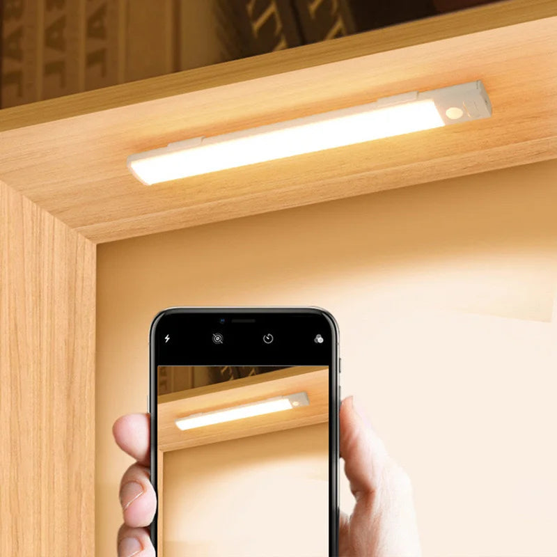 1pc Wireless Rechargeable LED Motion Sensor Cabinet Light - Ideal for Closet, Kitchen, Wardrobe, Stairs - Battery Operated Night TAVEN System LLC