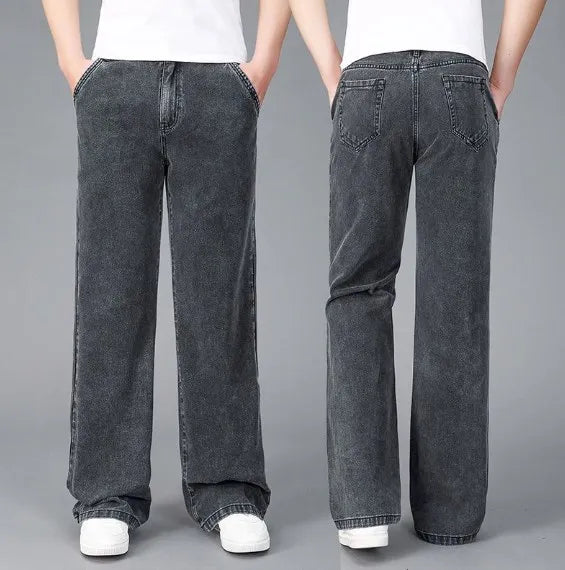 Men Flared Boot Cut Jeans Loose Wide Leg Denim Pants
