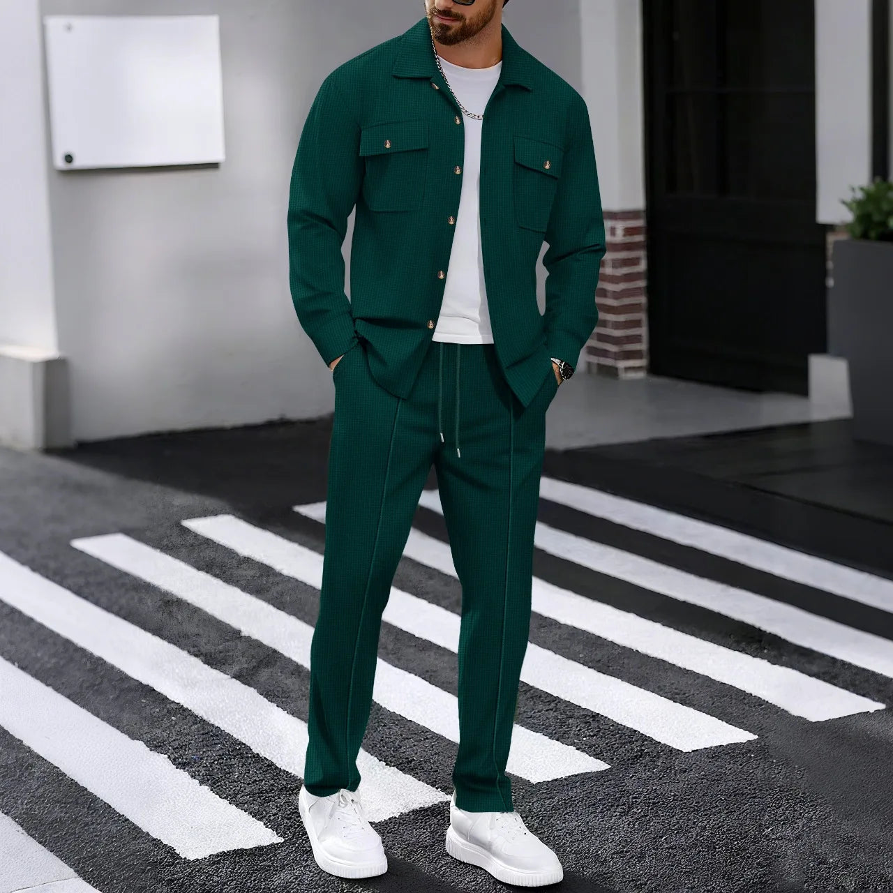 Tracksuit Set Long Sleeve Workwear Cardigan Pants TAVEN System LLC