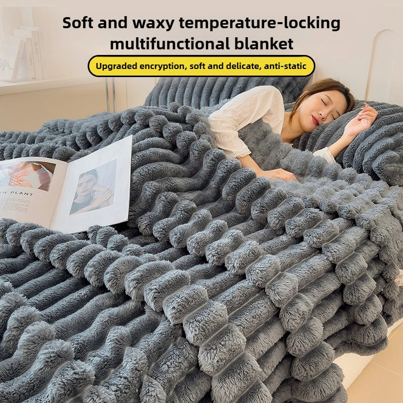Thickened Wide Striped Flannel Multifunctional Blanket Spring, Can Be Used As Bed Sheet Cover Blanket, Sofa Blanket,nap Blanket TAVEN System LLC