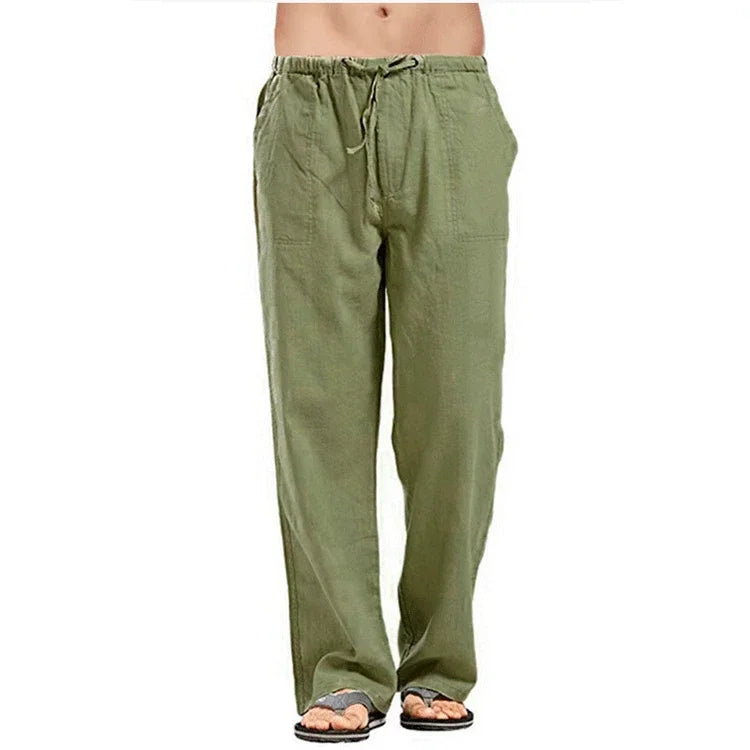 Men's Cotton Linen Pants Elastic Waist Casual Summer Trousers TAVEN System LLC