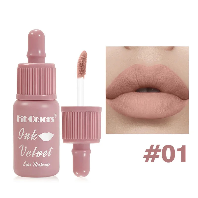 12 Color Matte Velvet Liquid Lip Gloss Long Lasting Non-Stick Cup Waterproof Intense Color Showing Lip Mud