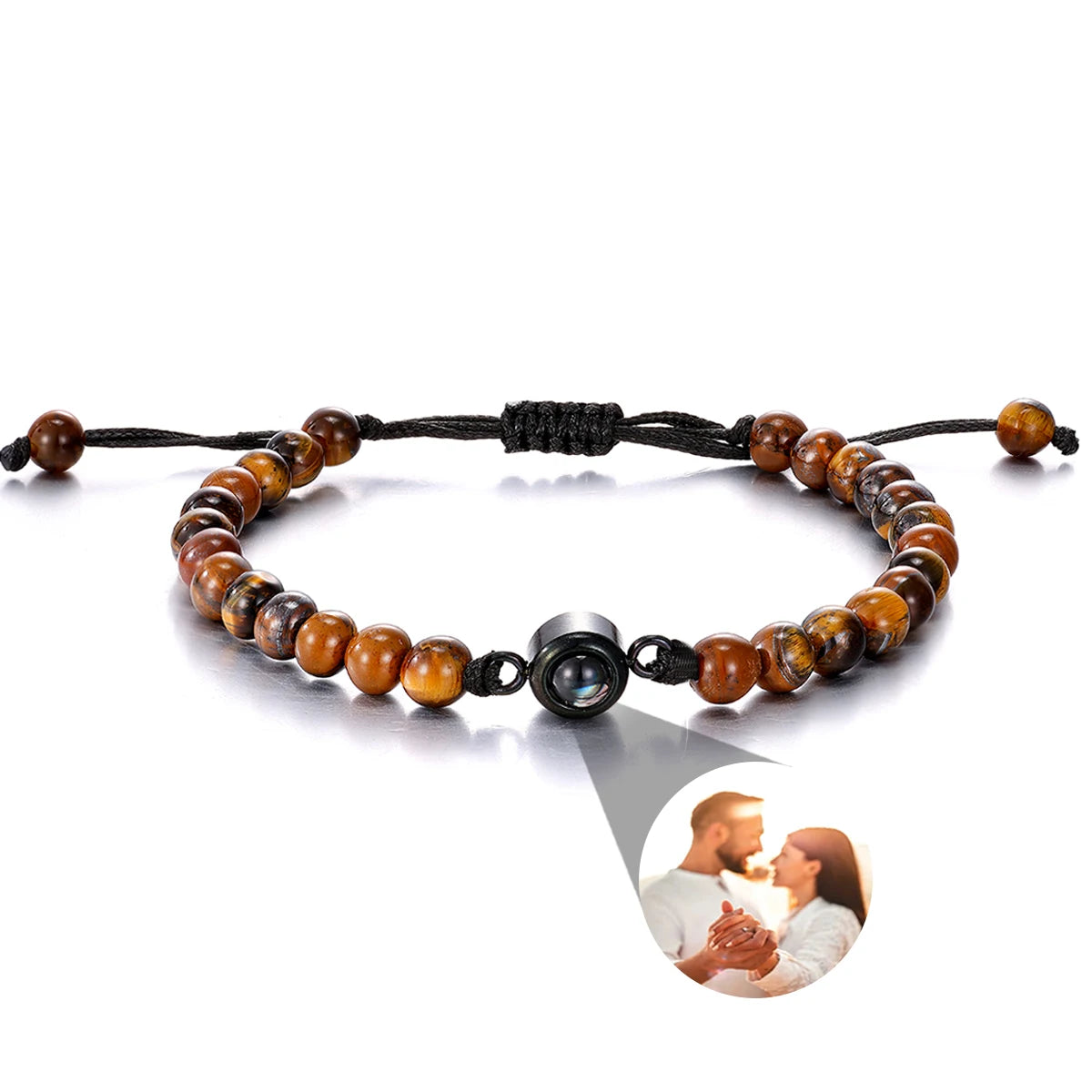 Custom Natural Stone Bracelet Personalized Photo Projection Bracelet Custom Stainless Steel Projection Bracelets Memory Jewelry TAVEN System LLC
