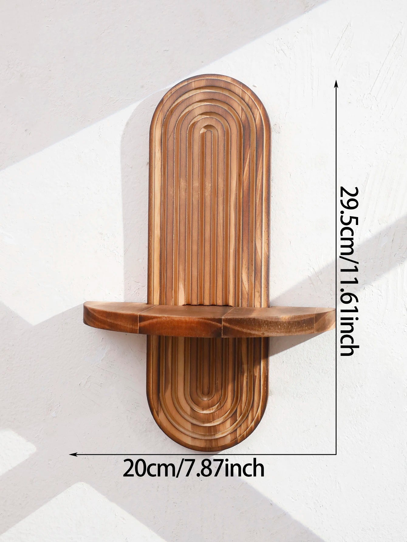 1Pc Boho Style Wooden Wall Shelves - Geometric Wall Mounted Shelves, Natural Wood Finish, Modern Home Decor, Plant Decorative TAVEN System LLC
