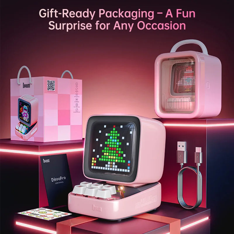 Divoom Ditoo-Pro Retro Pixel Art Bluetooth Portable Speaker Alarm Clock DIY LED Display Board, Cute Gift Home Light Decoration TAVEN System LLC