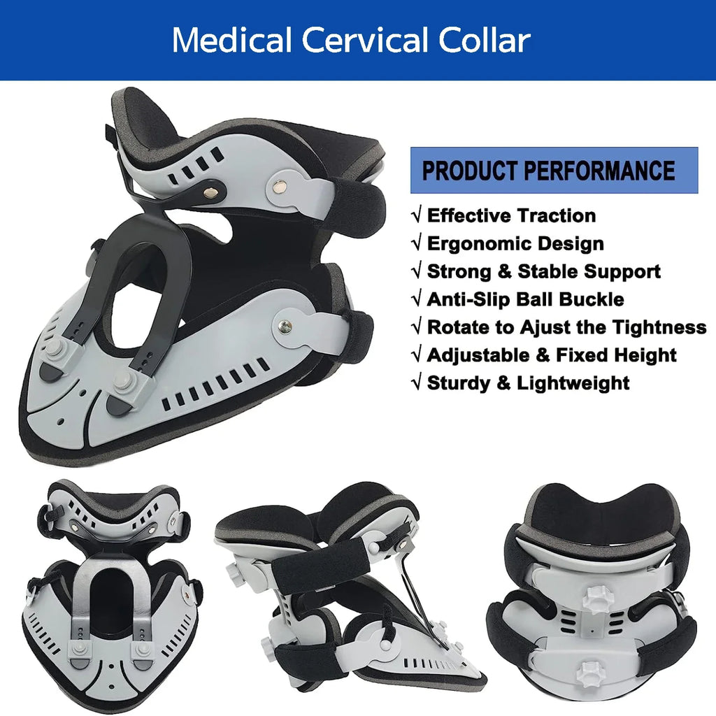 Neck Brace Support Orthosis, Adjustable Cervical Collar, Fixable Neck Posture Corrector, Pain Relief, Traction Spine Alignment TAVEN System LLC