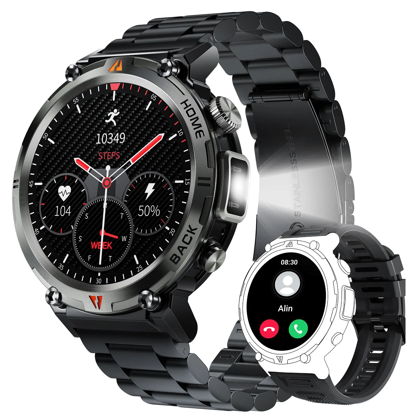 EIGIIS KE3 2025 New Bluetooth Call smartwatch for men Full Touch Screen With Health Monitor heart rate Flashlight Smart watch TAVEN System LLC
