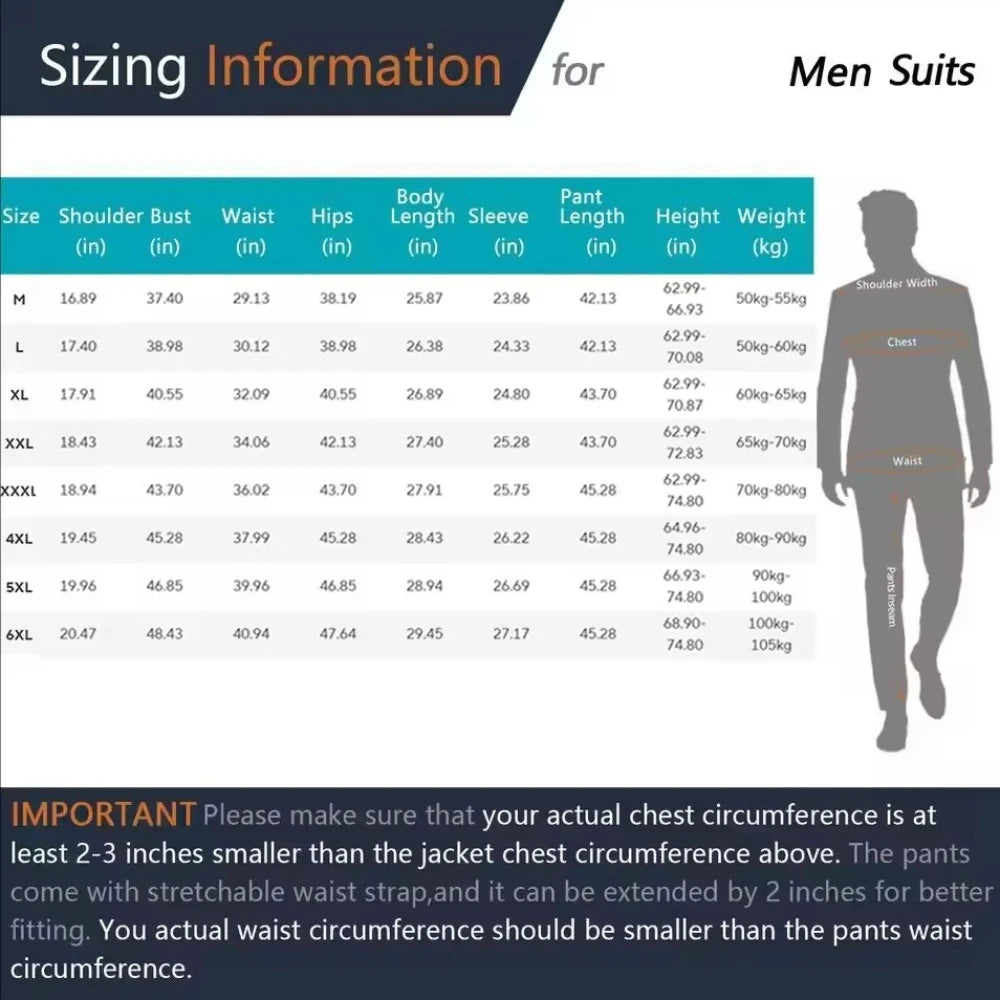 Men Double Breasted Wedding Suit Slim Fit 2 Piece Formal Blazer Set TAVEN System LLC