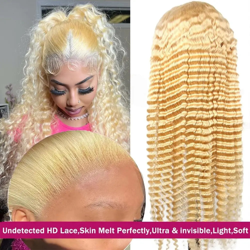 Deep Wave Lace Frontal Blonde Human Hair Wig