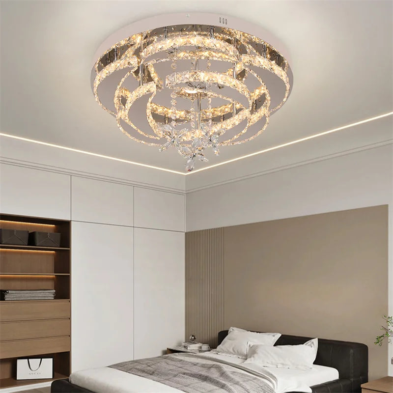 Crystal Ceiling Lamp Led Chandelier Modern Penadant Lighting Fixture For Living Dining Room Bedroom Decorate Lustre RC Dimmable TAVEN System LLC