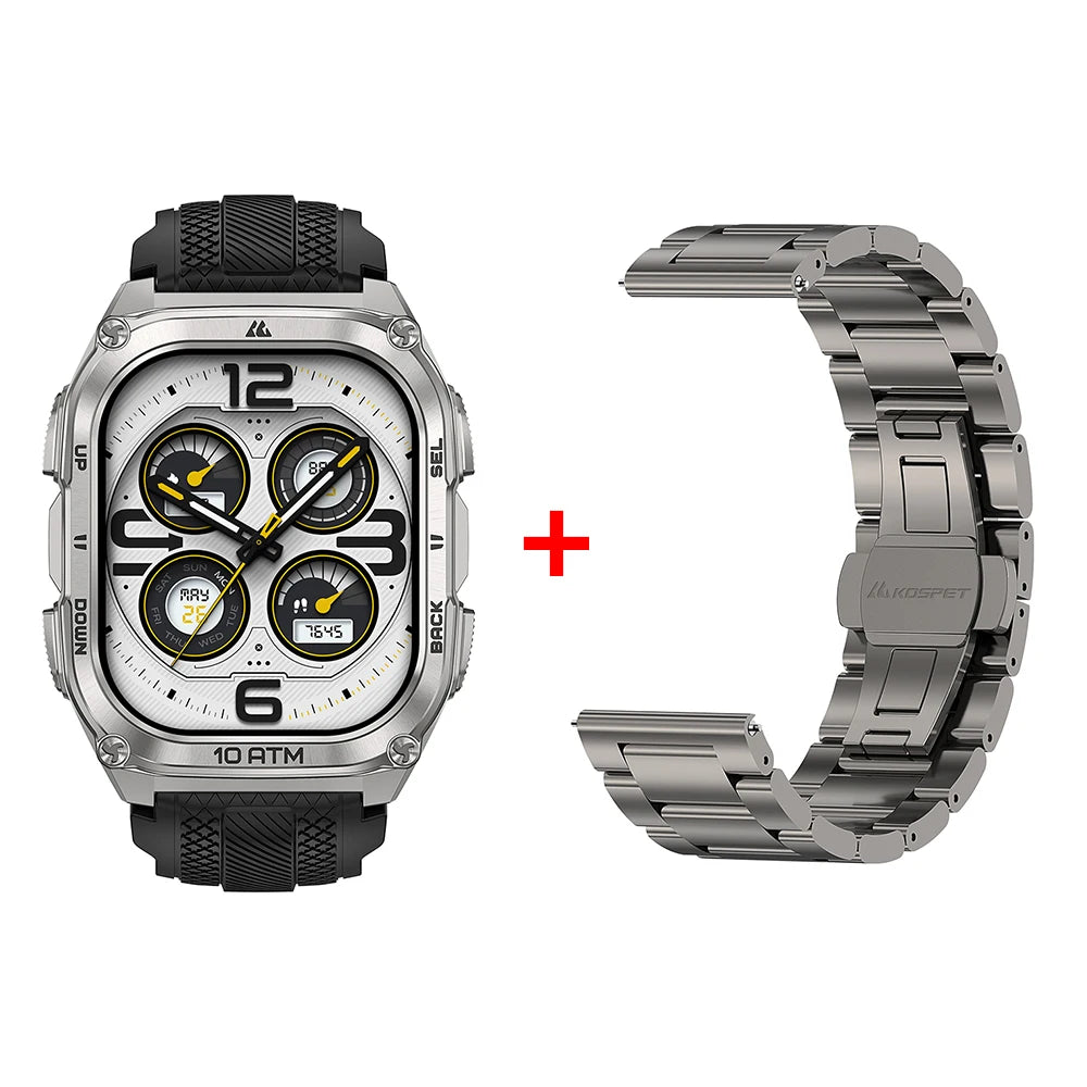 KOSPET Tank M4 Smart Watch Stainless Steel 6-Sat GPS Offline Maps 10ATM Waterproof 45M Dive 24/7 Health Monitor for Android iOS TAVEN System LLC