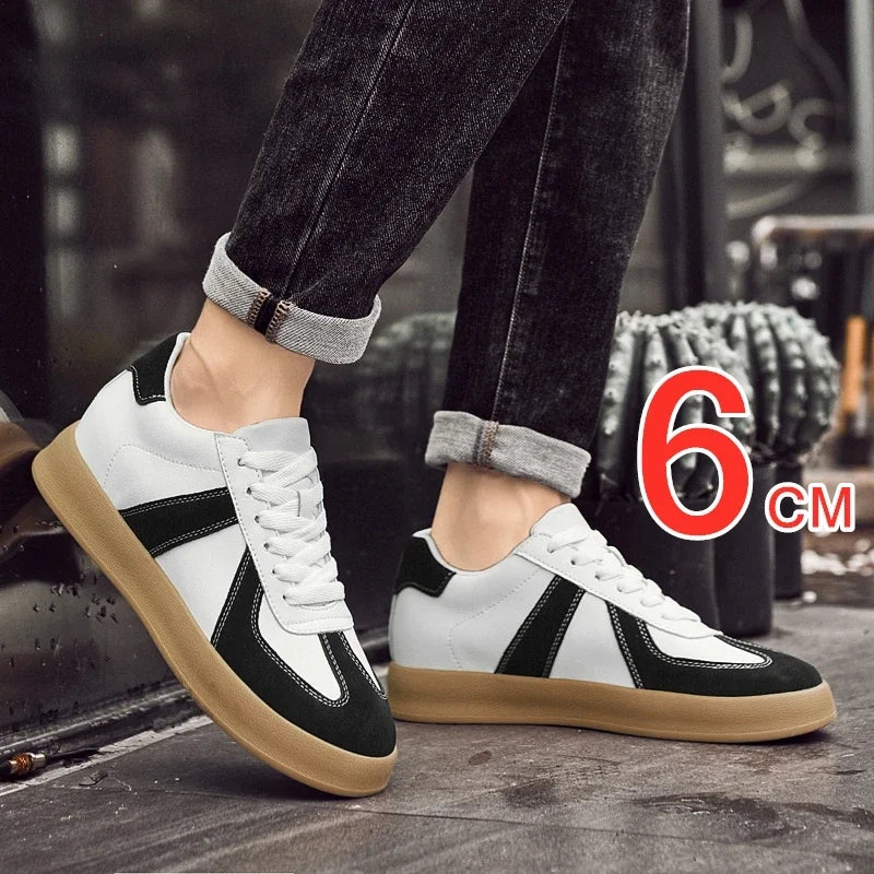 Elevator Sneakers For Women&Men Shoes Genuine Leather Height Increasing Shoes Lace Up Trainers Ladies Flat Shoes For Men TAVEN System LLC