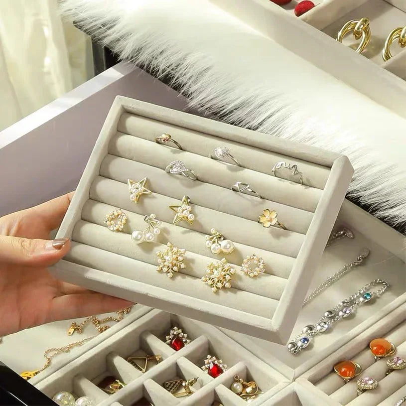 Velvet Jewelry Display Tray Case Stackable Exquisite Jewellery Holder Portable Ring Earrings Necklace Organizer Box Hot Sales TAVEN System LLC