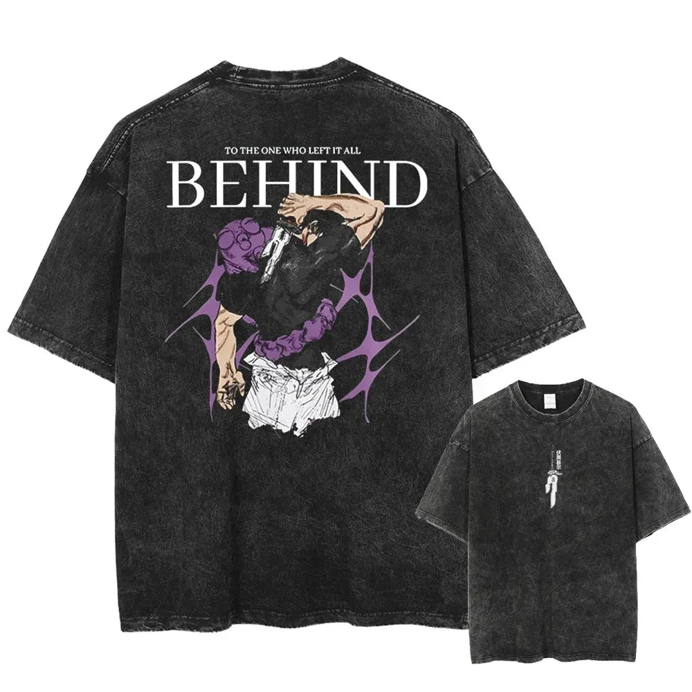Anime Jujutsu Kaisen Sukuna Graphic Tee Men Vintage Washed T-Shirt TAVEN System LLC