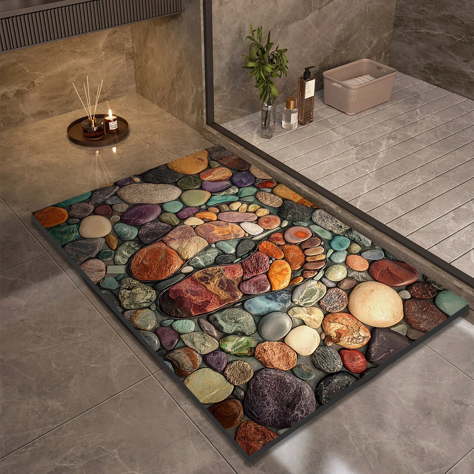 Stone Design Diatomite Bath Mat Bathroom Non-slip Shower Foot Mats Absorbent Quick Dry Toilet Rugs Carpet Doormat Washable TAVEN System LLC