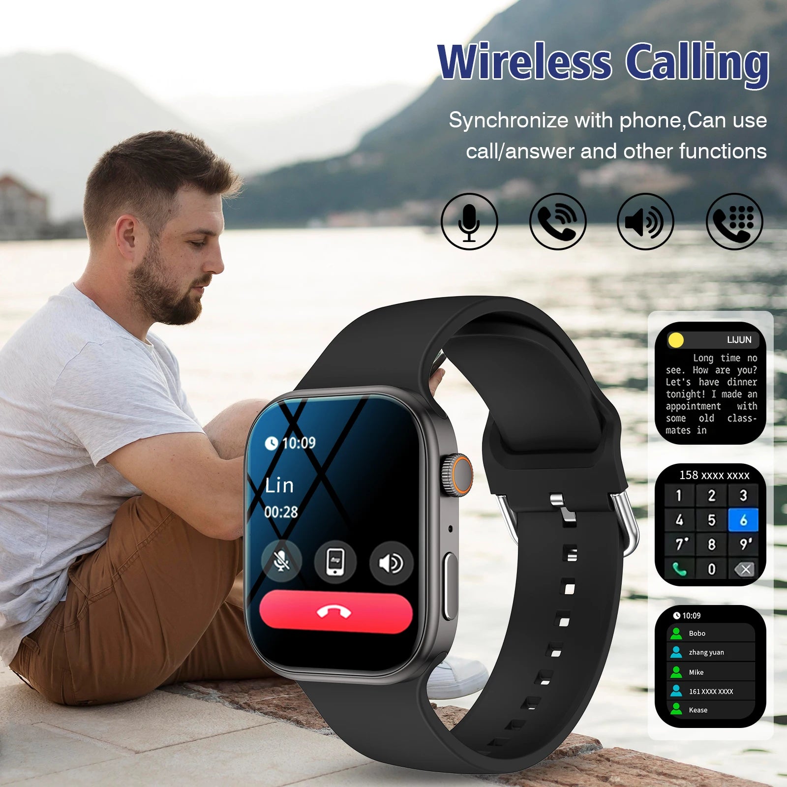 Smart Watch Bluetooth Call Message Display Fitness Monitoring Bracelet Christmas Gift Suitable for Android iPhone TAVEN System LLC