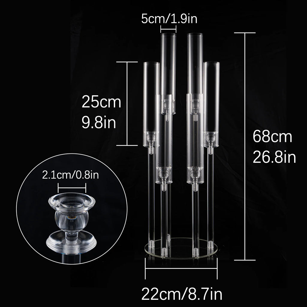 10Pcs Clear 6 Arm Candelabra Taper Candle Holder For Wedding Party Dining Table Banquet Event Decor TAVEN System LLC
