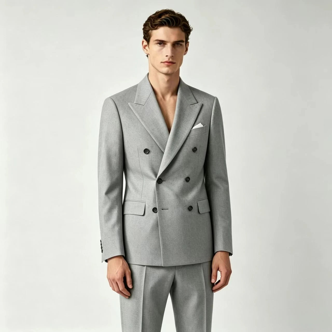 Men Double Breasted Wedding Suit Slim Fit 2 Piece Formal Blazer Set TAVEN System LLC