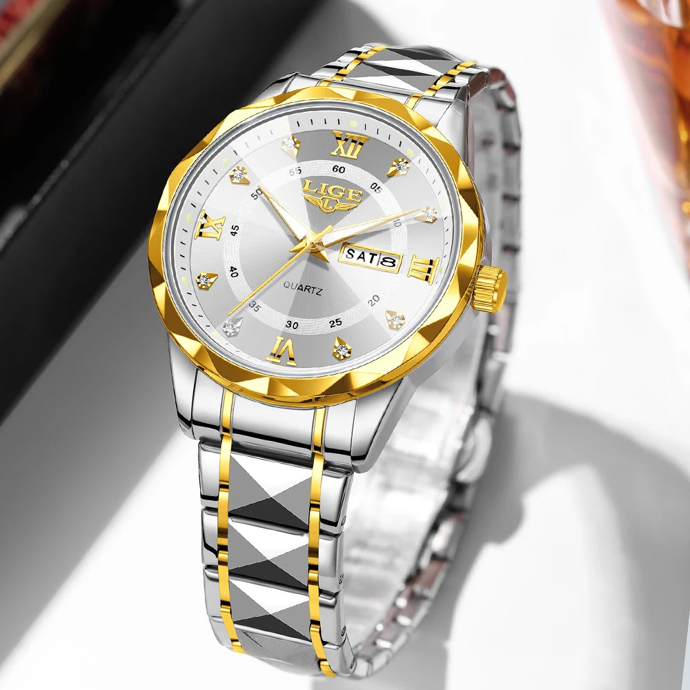 New LIGE Top Brand Luxury Man Wristwatch Waterproof Luminous Date Week Men Watches Stainless Steel Quartz Men's Watch Male reloj - TAVEN System LLC