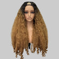 Afro Kinky Straight V Part Synthetic Glueless Wig for Women