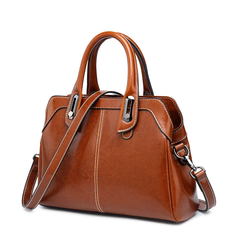 Genuine Leather Women Box Bag Top Handle Shoulder Crossbody Bag TAVEN System LLC