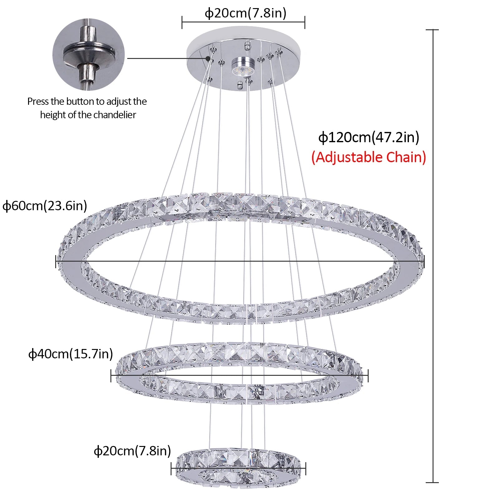 Crystal Pendant Ceiling Light with Remote Control Gold Chrome LED TAVEN System LLC