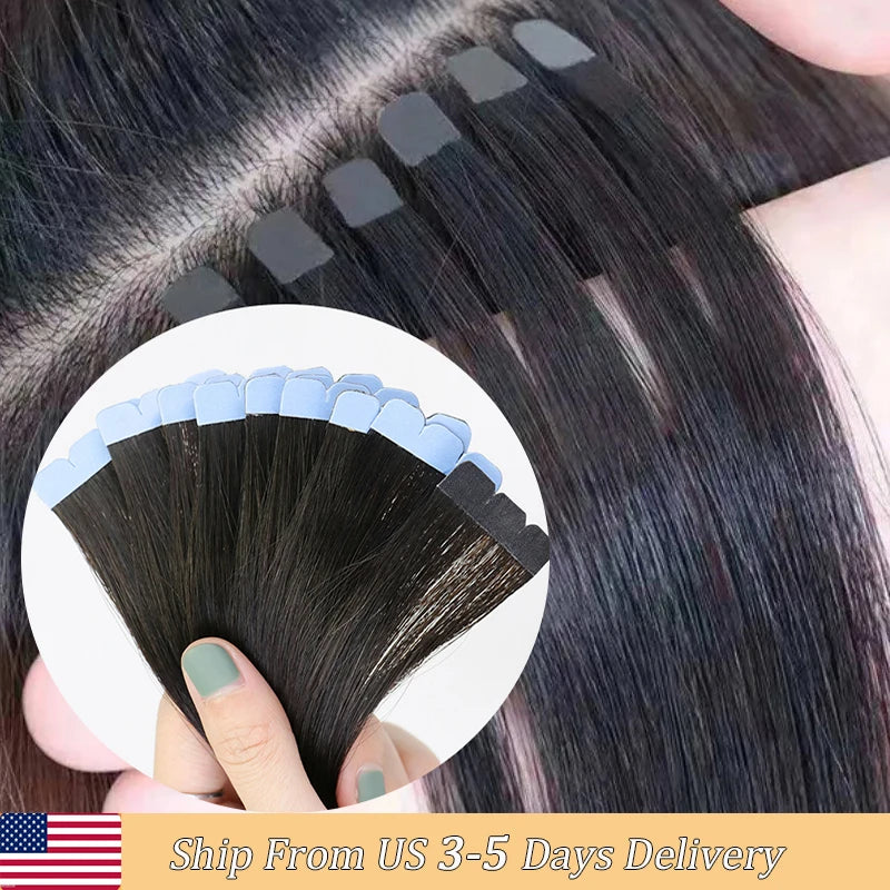 Mini Tape In Human Hair Extensions Invisible