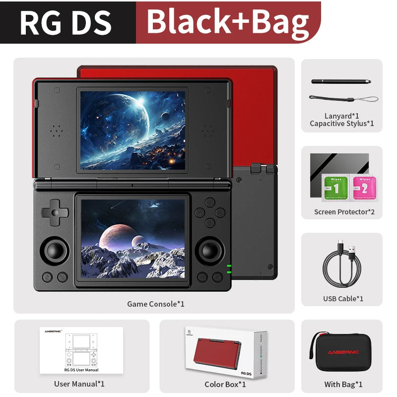 Anbernic RG DS Handheld Game Console 4" IPS Dual Screen Android 4000mAh Flip Video Games Player Supports RixelHK Wifi Streaming TAVEN System LLC