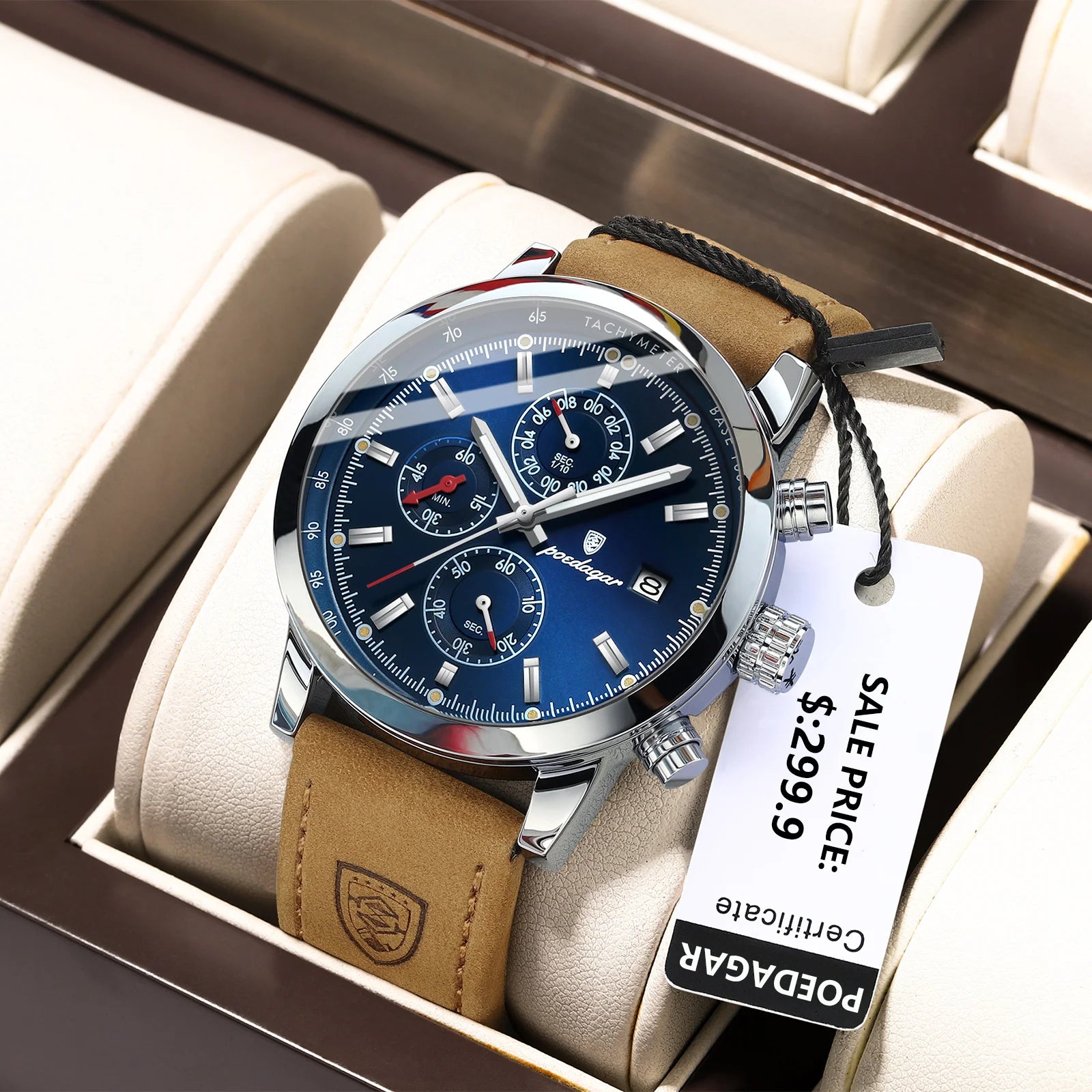 POEDAGAR Luxury Trendy Man Watch Date Waterproof Luminous Chronograph Men Watch Sports Male Stylish Leather Men's Quartz Watches - TAVEN System LLC