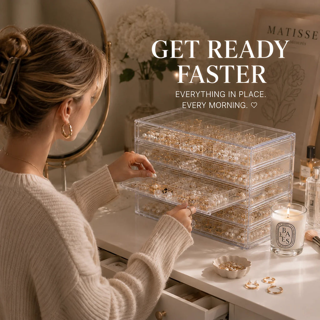 5-Drawer Clear Acrylic Jewelry Organizer, 120-Grid Transparent Storage Box for Earrings, Rings, Studs, Beads and Small Accessories, Vanity Dresser Display Case TAVEN System LLC