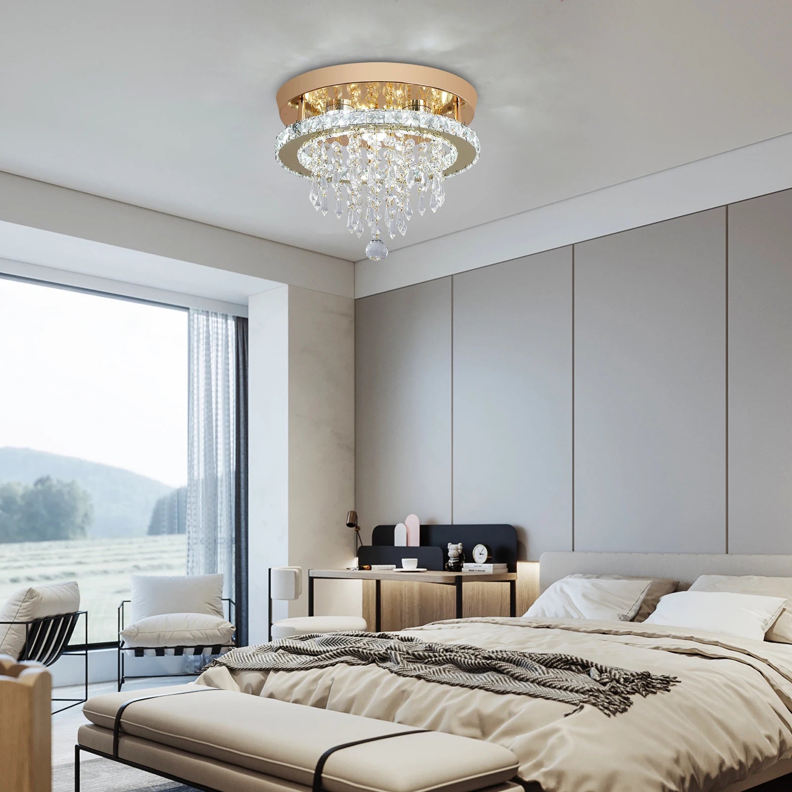 GreeLustr Luxury Crystal Chandelier Lustre Design Gold Modern Led Ceiling Light  Living Room Bedroom Hanging Lamp Lighting TAVEN System LLC