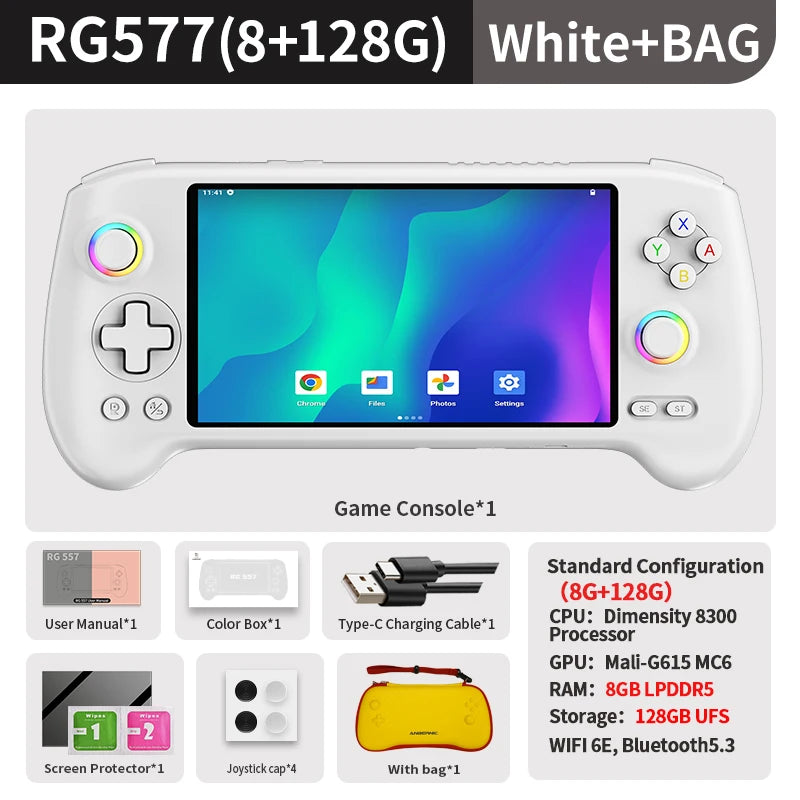 ANBERNIC RG557 Handheld Game Console 5.48" AMOLED Screen Dimensity 8300 Android Retro Video Player Supports FOTA WIFI Streaming TAVEN System LLC
