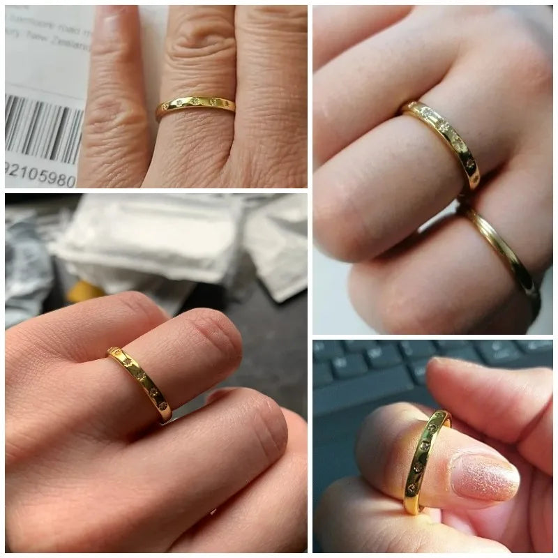 Huitan Korean Style Simple Metal Rings for Women Inlaid Shiny CZ Stone Daily Wearable Accessories Versatile Lady Finger Jewelry TAVEN System LLC