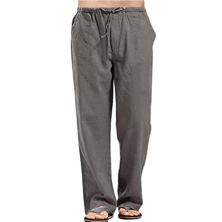 Men's Cotton Linen Pants Elastic Waist Casual Summer Trousers TAVEN System LLC