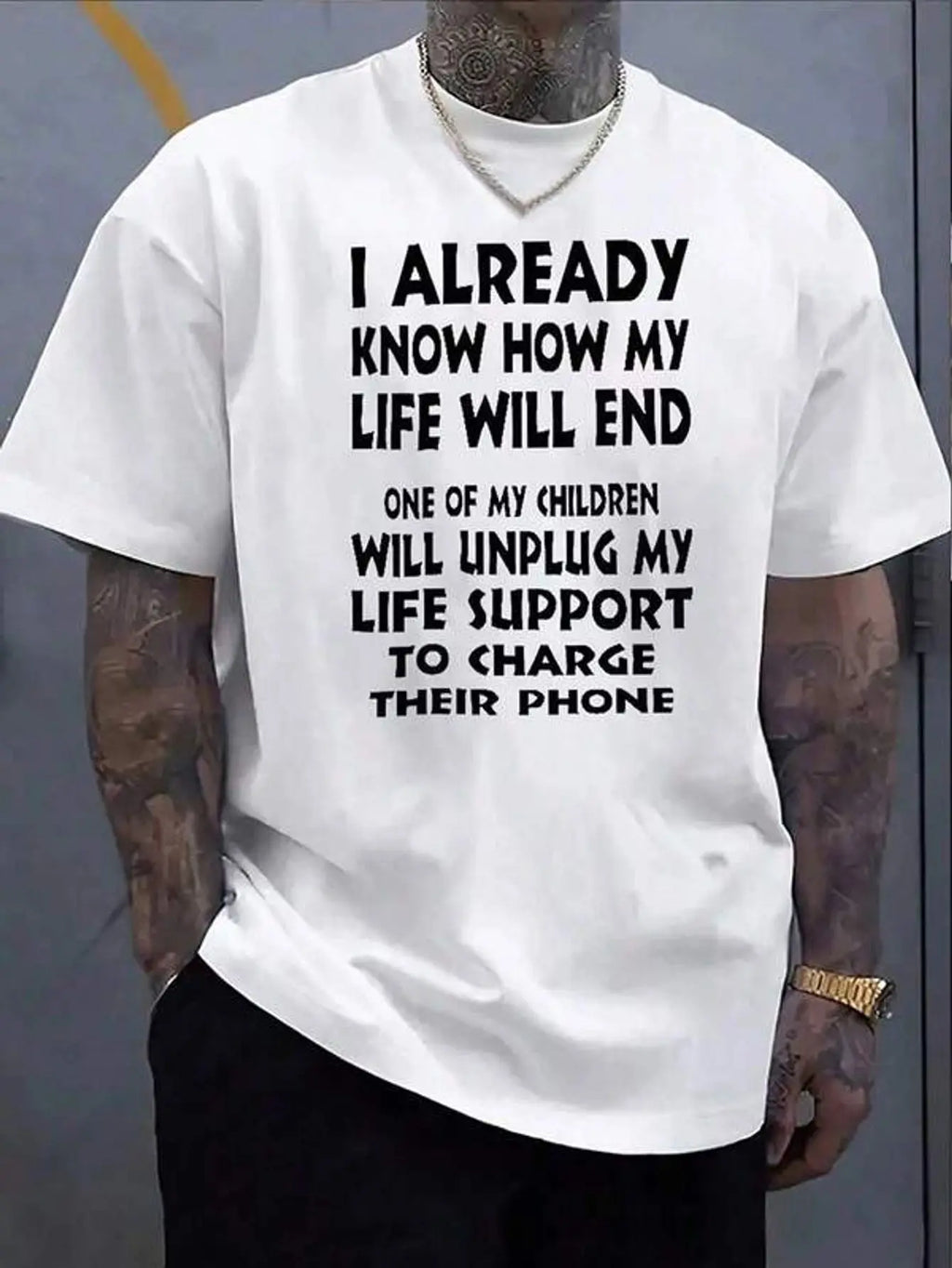 I Know My Life's End Pattern Men's Graphic Print Cotton TShirt Sarcastic Humor Dad Joke Tee Premium Soft Cotton,Everyday Casual Wear,Perfect Gift For Husband_Boyfriend_Dad Comfy And Stylish! TAVEN System LLC