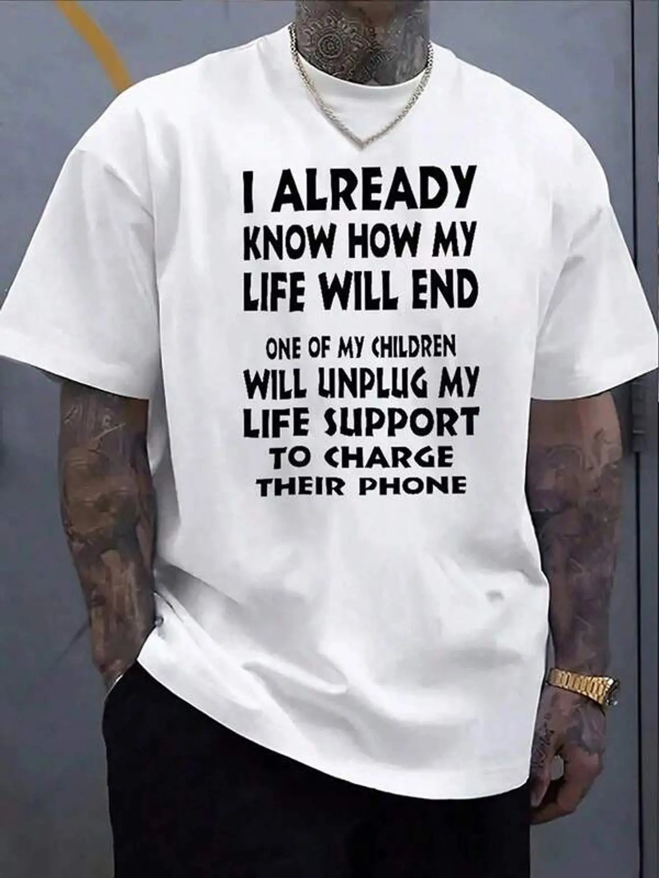 I Know My Life's End Pattern Men's Graphic Print Cotton TShirt Sarcastic Humor Dad Joke Tee Premium Soft Cotton,Everyday Casual Wear,Perfect Gift For Husband_Boyfriend_Dad Comfy And Stylish! TAVEN System LLC