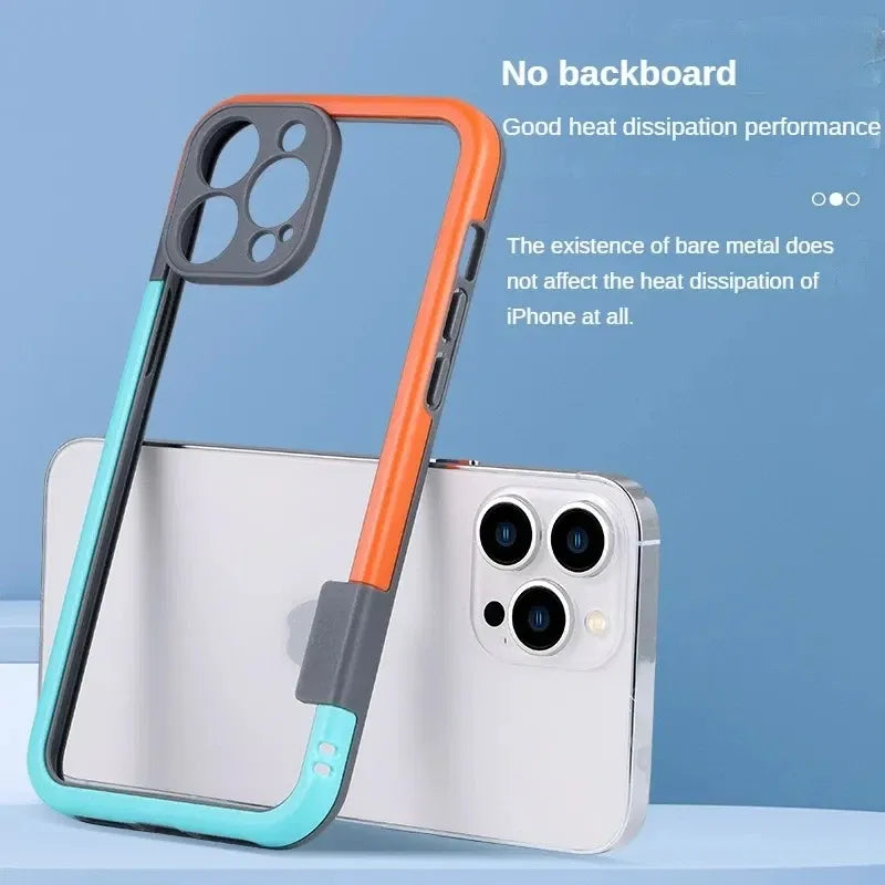 Color: SKY BLUE, Ships From: CHINA, Material: Microfiber - Better Heat Dissipation Dual Color Bumper Border Soft Phone Case For iPhone 17 16 15 14 13 12 11 Pro Max 7 8 Plus XS XR AEVYVKV