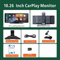 Portable Wireless Carplay Car Stereo, 10.26" inch HD Touchscreen for Car with CarPlay& Android Auto with Mirror Link/Backup Cam