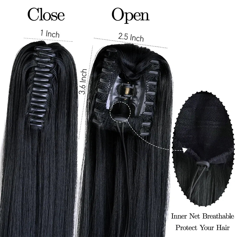 Color: 1B/27HL, Bulk Buy: 1pc - 22Inch Synthetic Ponytail Hair Extension Long Straight Claw Clip Ponytail Heat Resistant Natural Wave For Women Blonde Hairpiece Taven