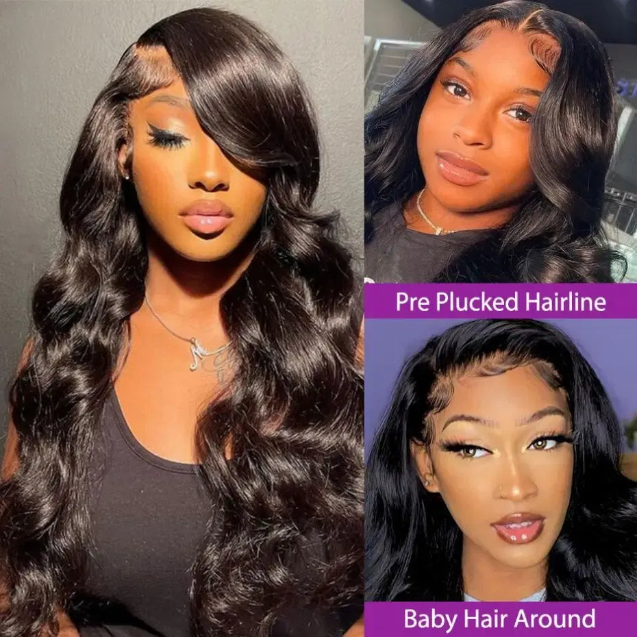 Color: Natural Color, Ships From: CHINA, Stretched Length: 16inches, Density: 150% - 13x4 13x6 Transparent Body Wave Wig Pre Plucked Glueless 4x4 HD Lace Closure Wigs For Women Brazilian Lace Front Human Hair Wig Taven