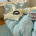Cotton Bedding Set 4pcs with Solid Bed Sheet Duvet Cover Pillowcases Single Couple Bedsheet King Queen Double Twin Size TAVEN System LLC